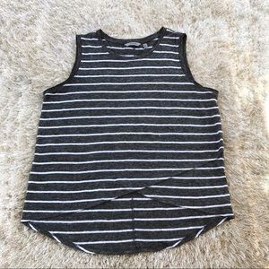 Athleta Gray And White Stripe Workout Muscle Tank